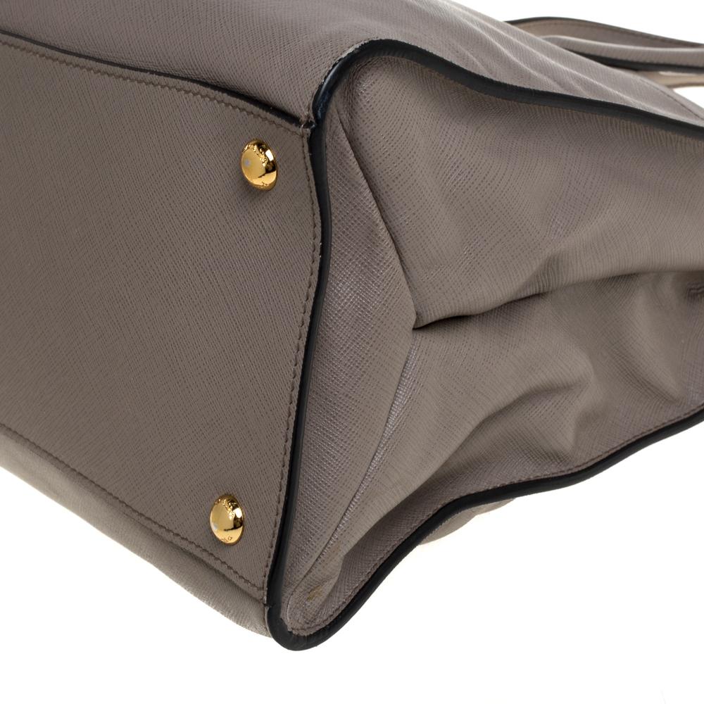 Prada Grey Saffiano Soft Leather Middle Zip Tote 3