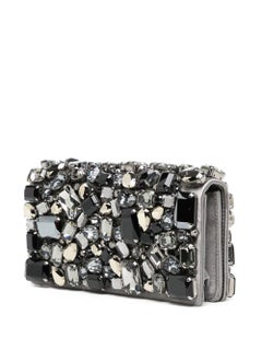 Prada Grey Satin & Crystal Raso Clutch Bag