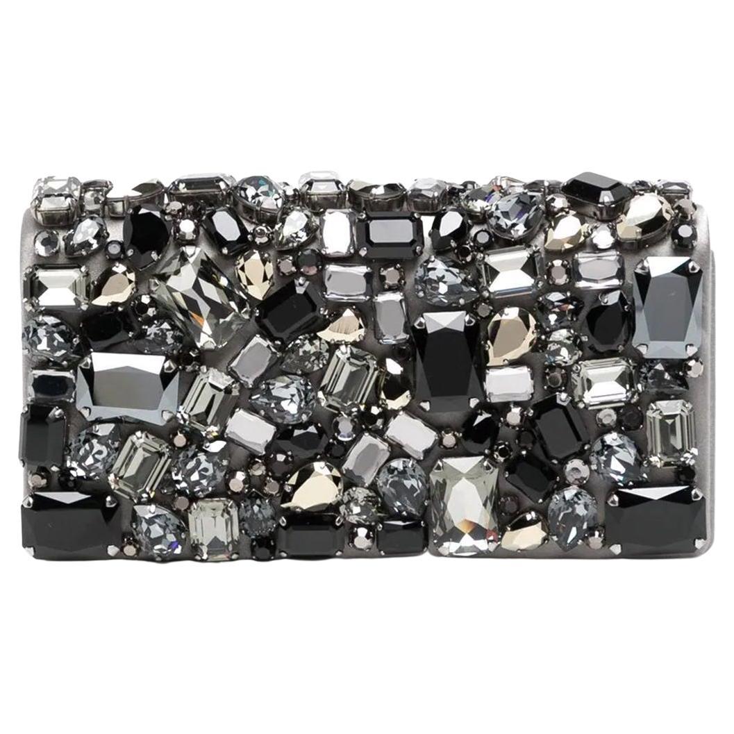 Prada Grey Satin 
Crystal Raso Clutch Bag