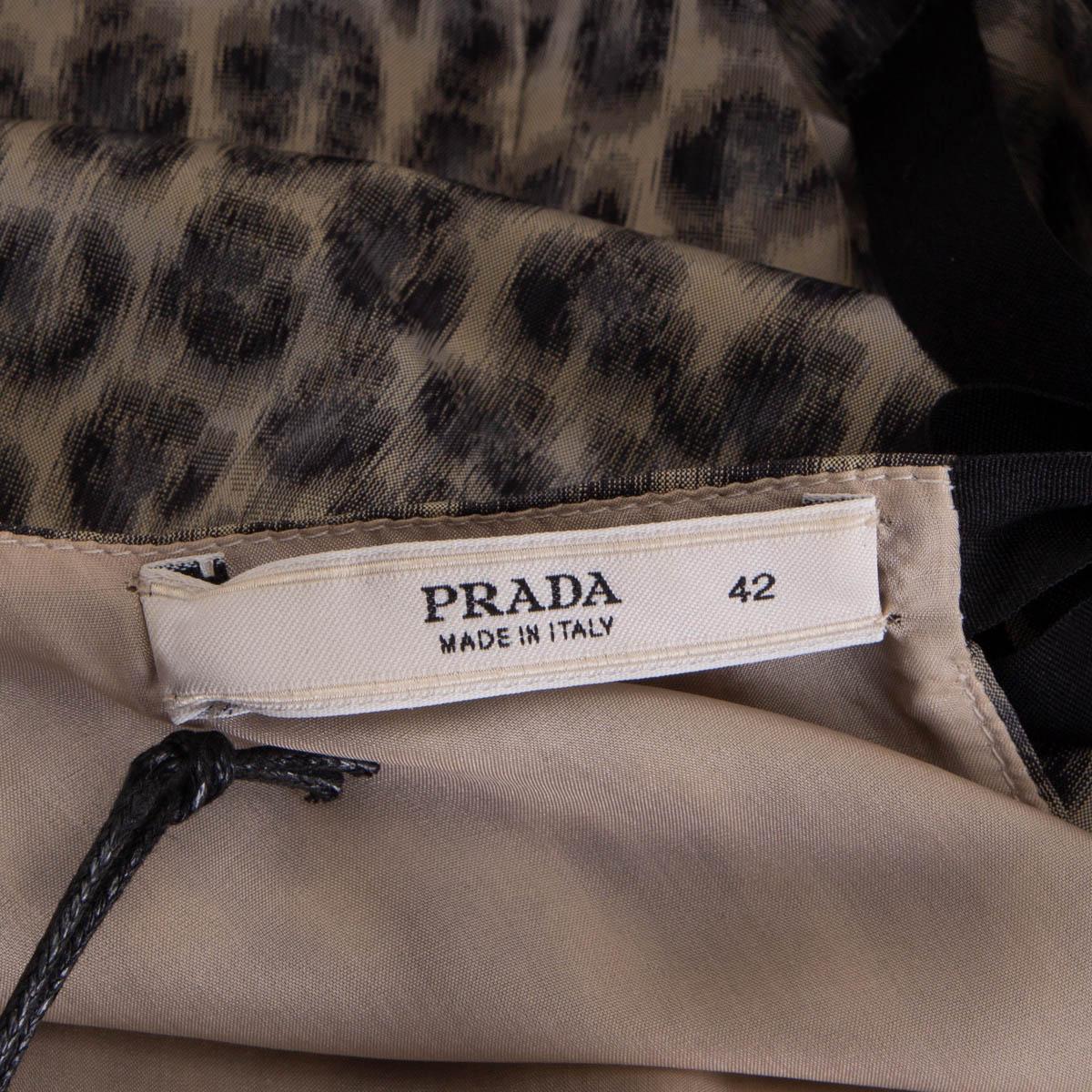 PRADA grey silk blend LEOPARD PLEATED Sleeveless Dress 42 M For Sale 2