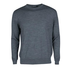 Prada Grey Slub Knit Long Sleeve Crew Neck Sweater L