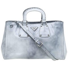 Prada Grey Spazzolato Leather Shopping Tote