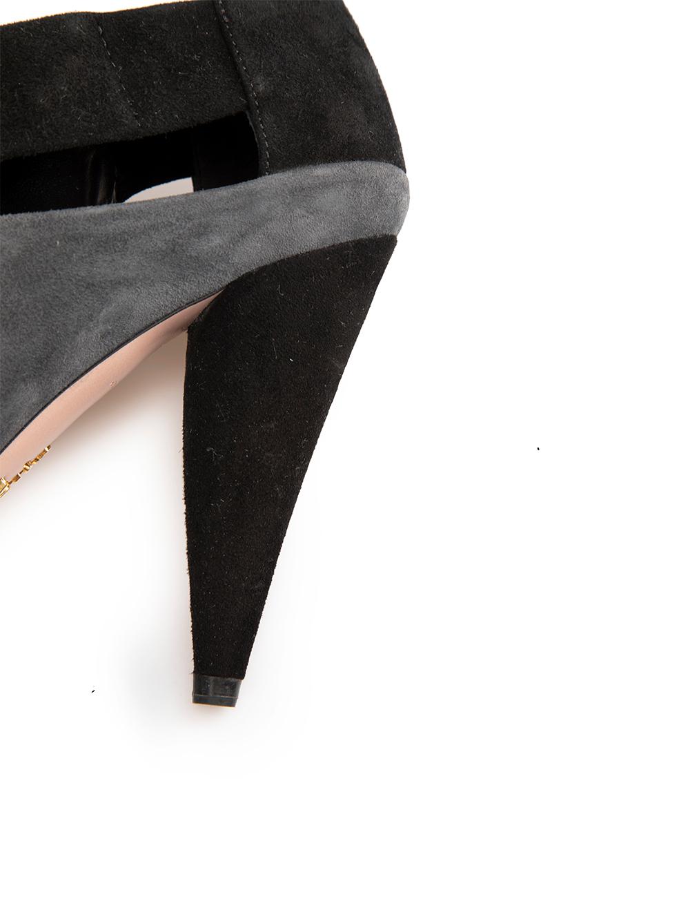 Prada - Bottines à talons en daim gris - Taille IT 35 Pour femmes en vente