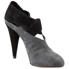 Prada Grey Suede Heeled Ankle Boots Size IT 35