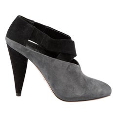 Prada Grey Suede Heeled Ankle Boots Size IT 35