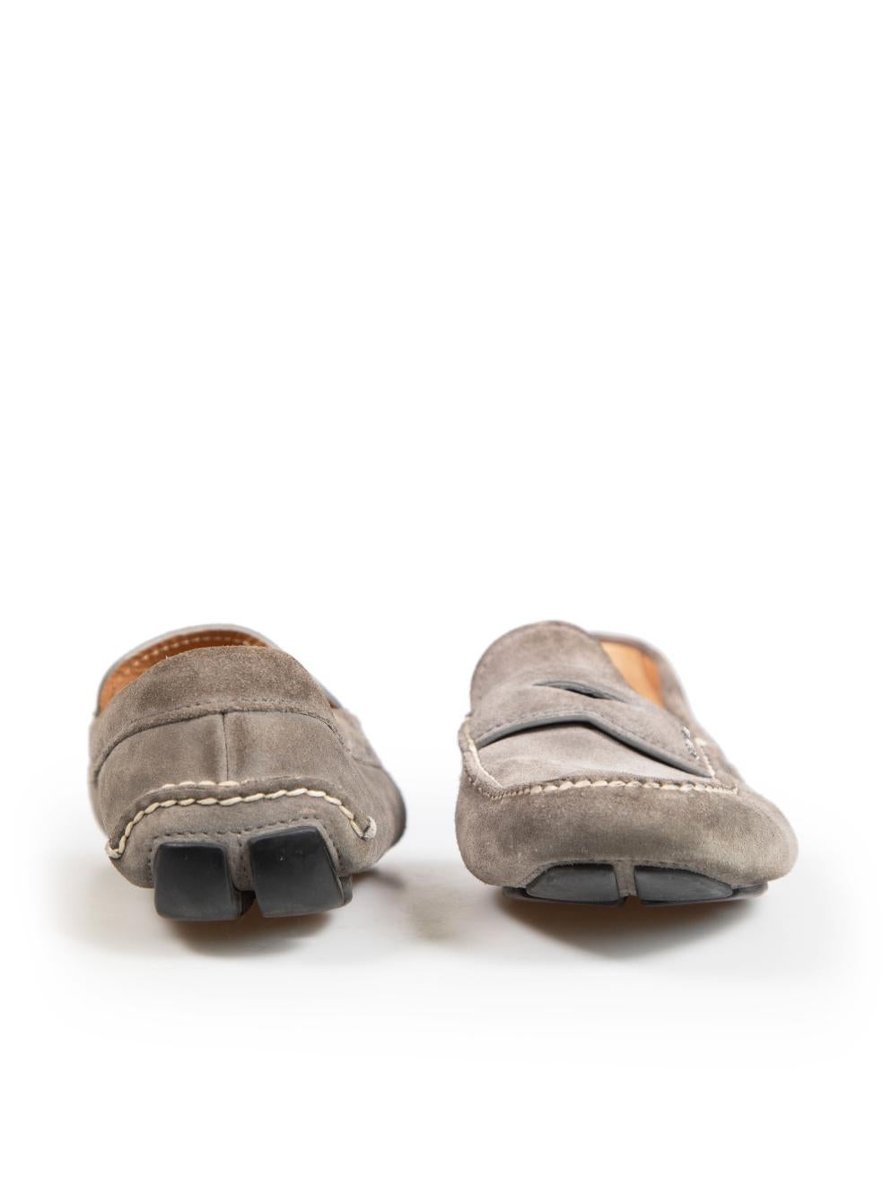 Gray Prada Grey Suede Logo Loafers Size UK 6