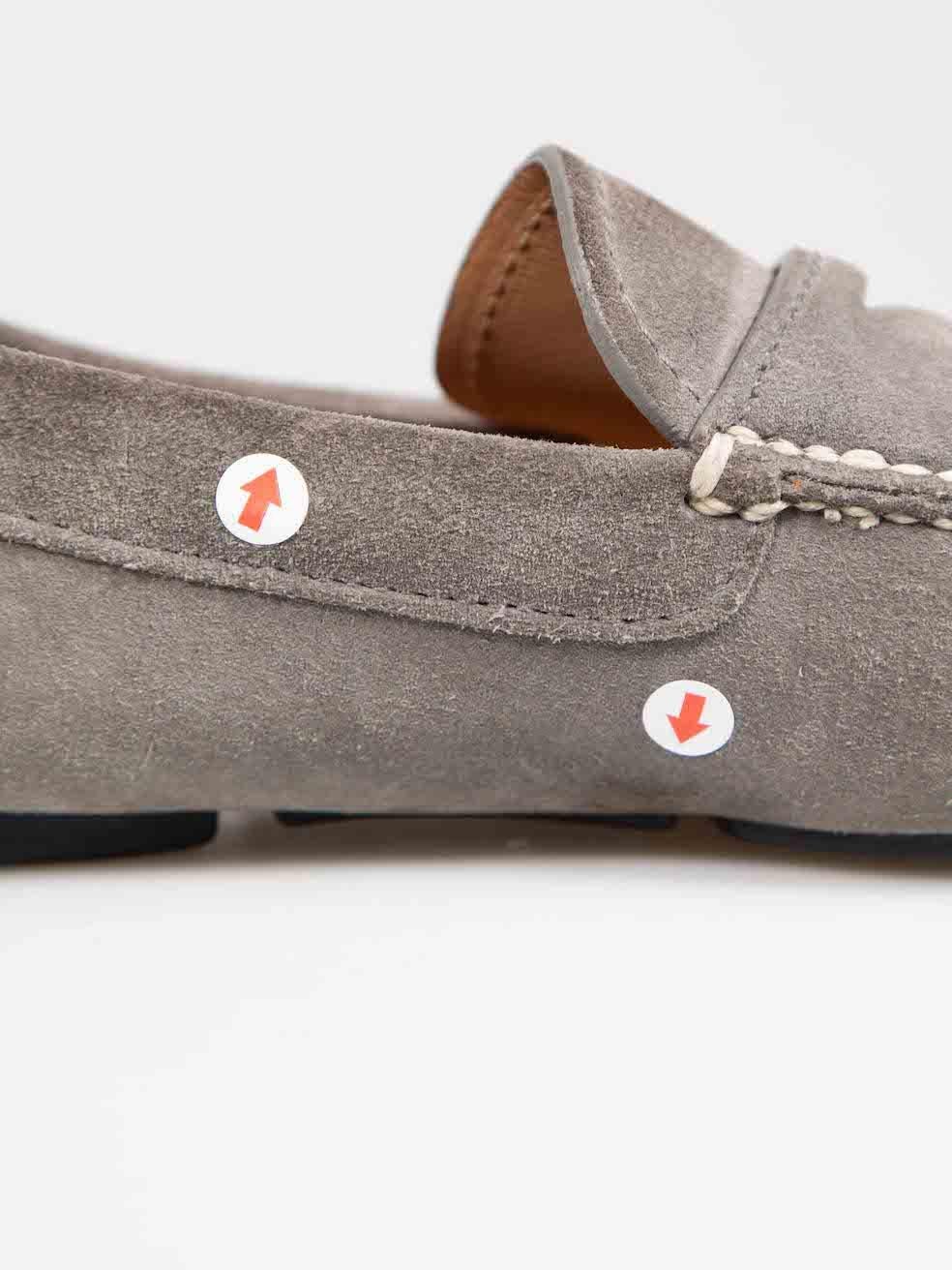 Prada Grey Suede Logo Loafers Size UK 6 3