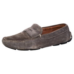 Prada Grey Suede Slip on Loafers Size 41.5