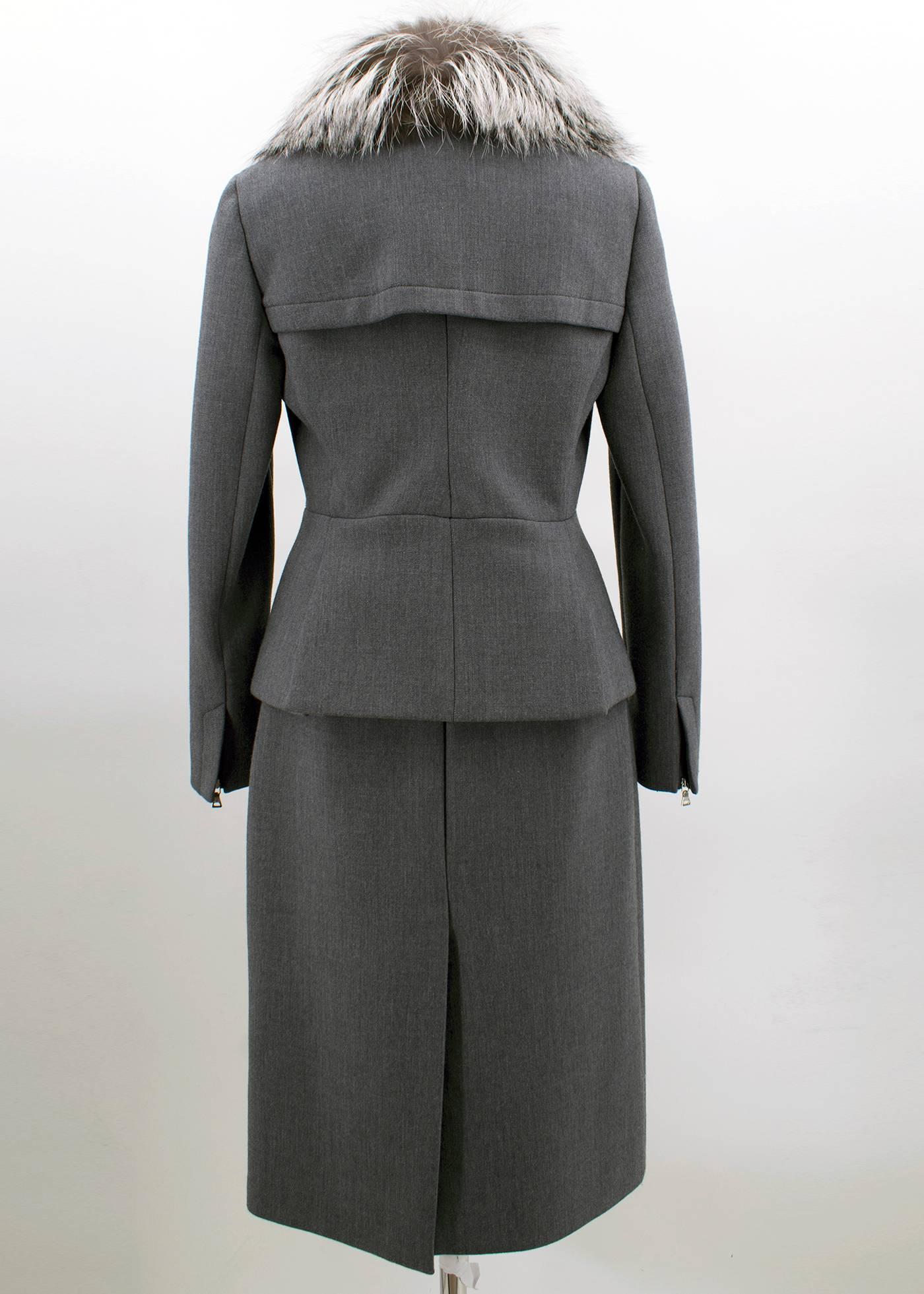 grey skirt suit
