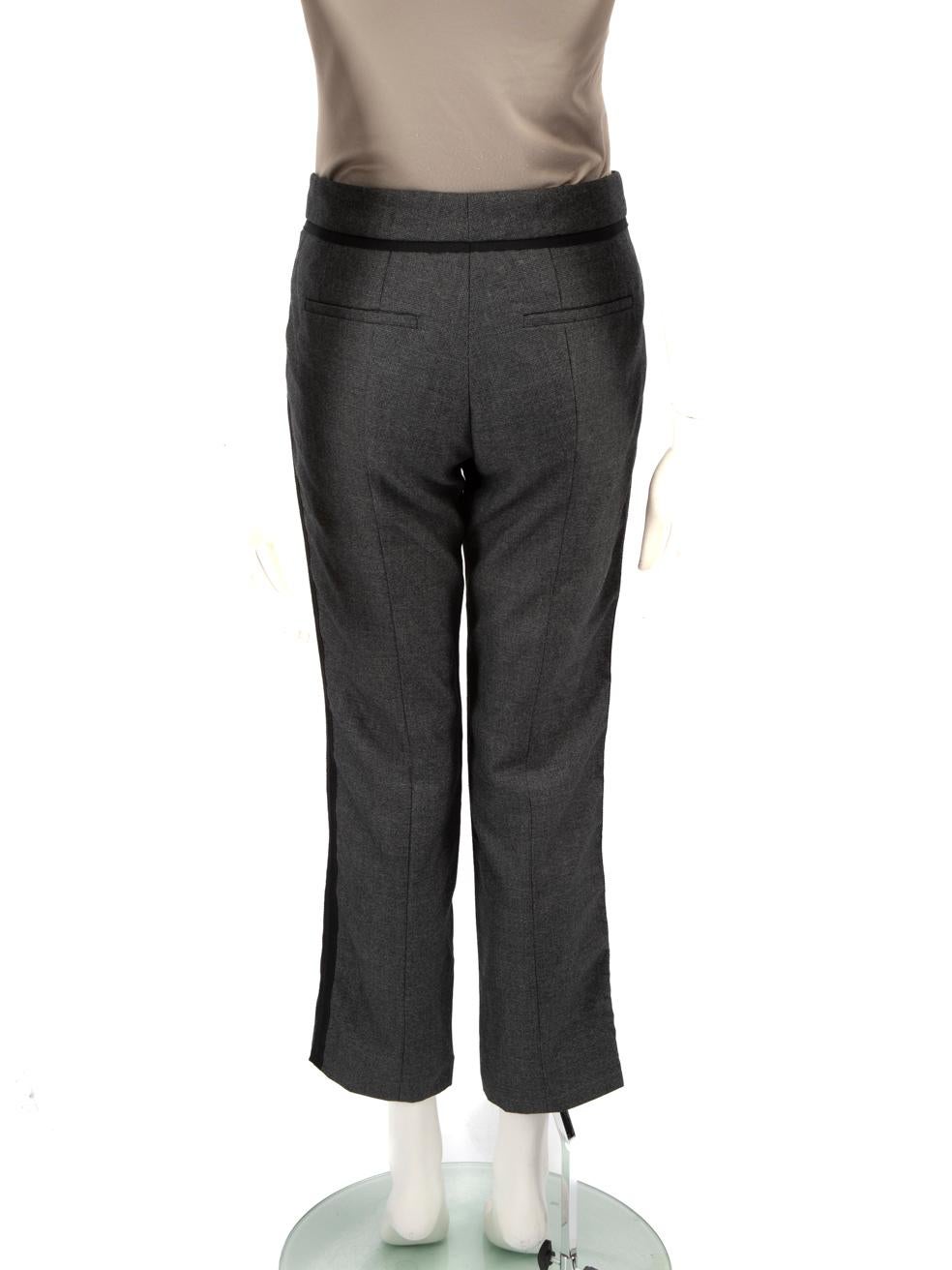 Black Prada Grey Tape Detail Buttoned Cuff Trousers Size S For Sale