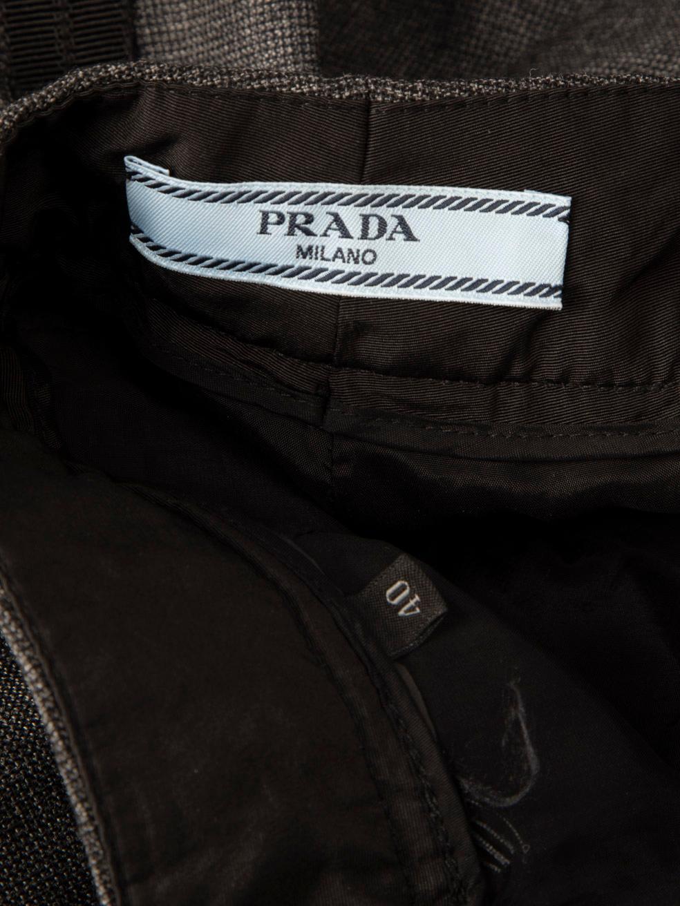 Women's Prada Grey Tape Detail Buttoned Cuff Trousers Size S For Sale