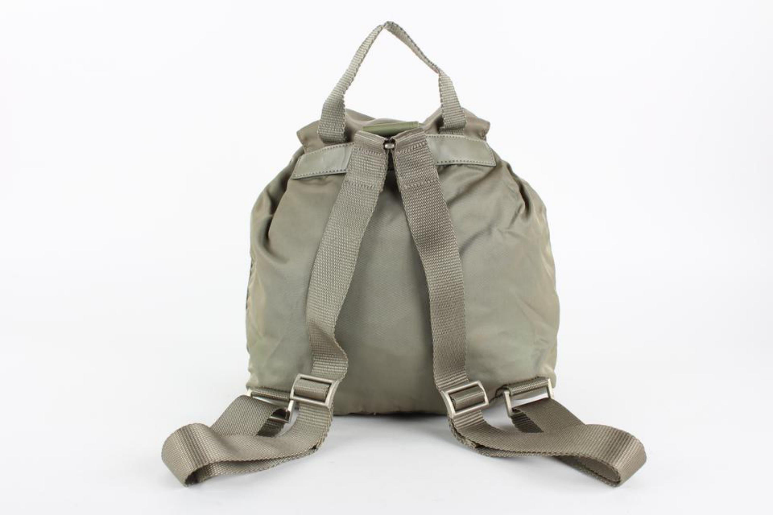 Prada Grey Tessuto Nylon Twin Pocket Backpack 1P826 For Sale 3