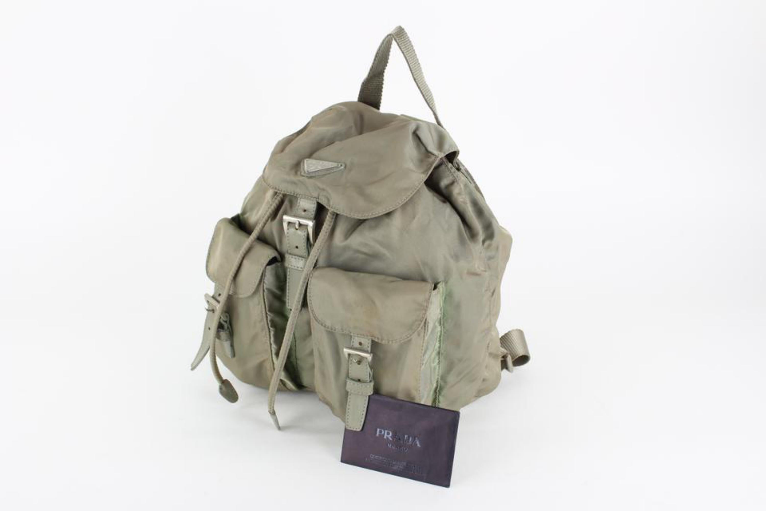 Prada Grey Tessuto Nylon Twin Pocket Backpack 1P826 For Sale 5