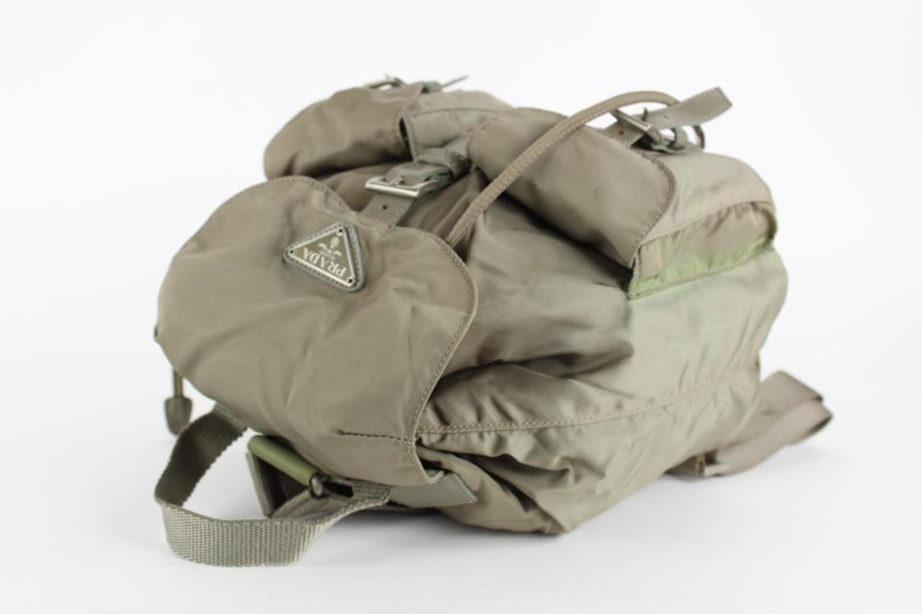 Prada Grey Tessuto Nylon Twin Pocket Backpack 1P826 For Sale 2