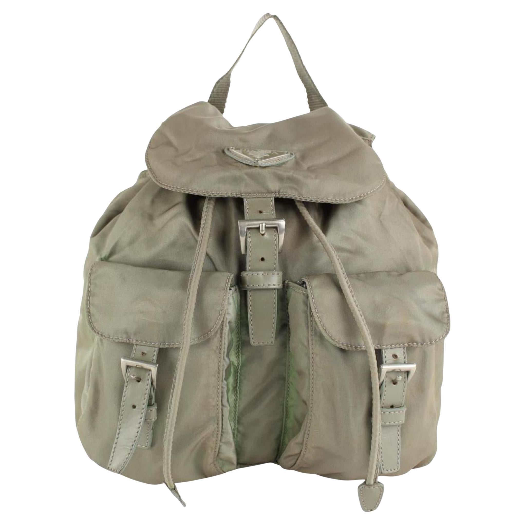 Prada Grey Tessuto Nylon Twin Pocket Backpack 1P826