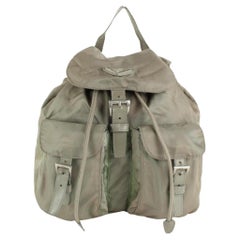 Mochila Prada Gris Tessuto Nylon Doble Bolsillo 1P826