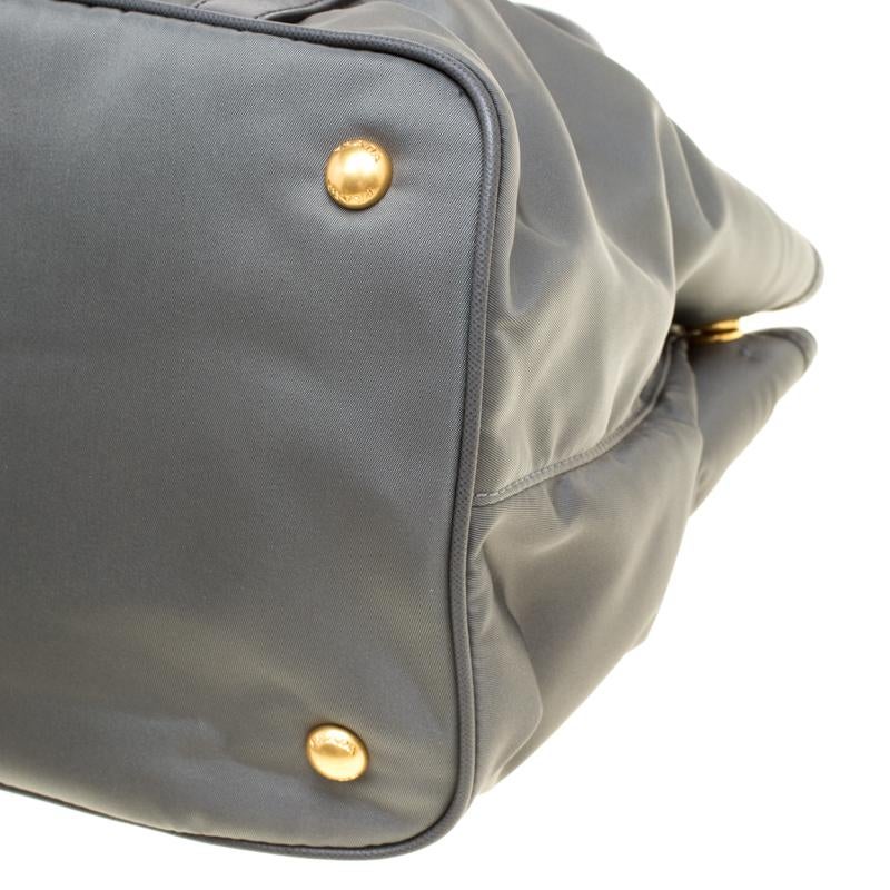 Women's Prada Grey Tessuto Saffiano Top Handle Bag