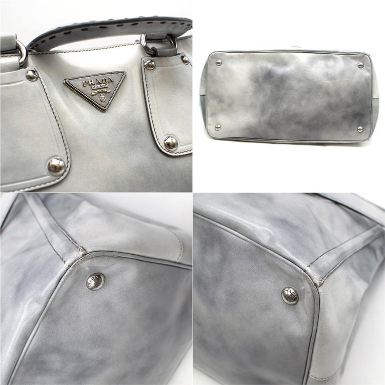 Prada grey tie dye patent leather tote bag at 1stDibs