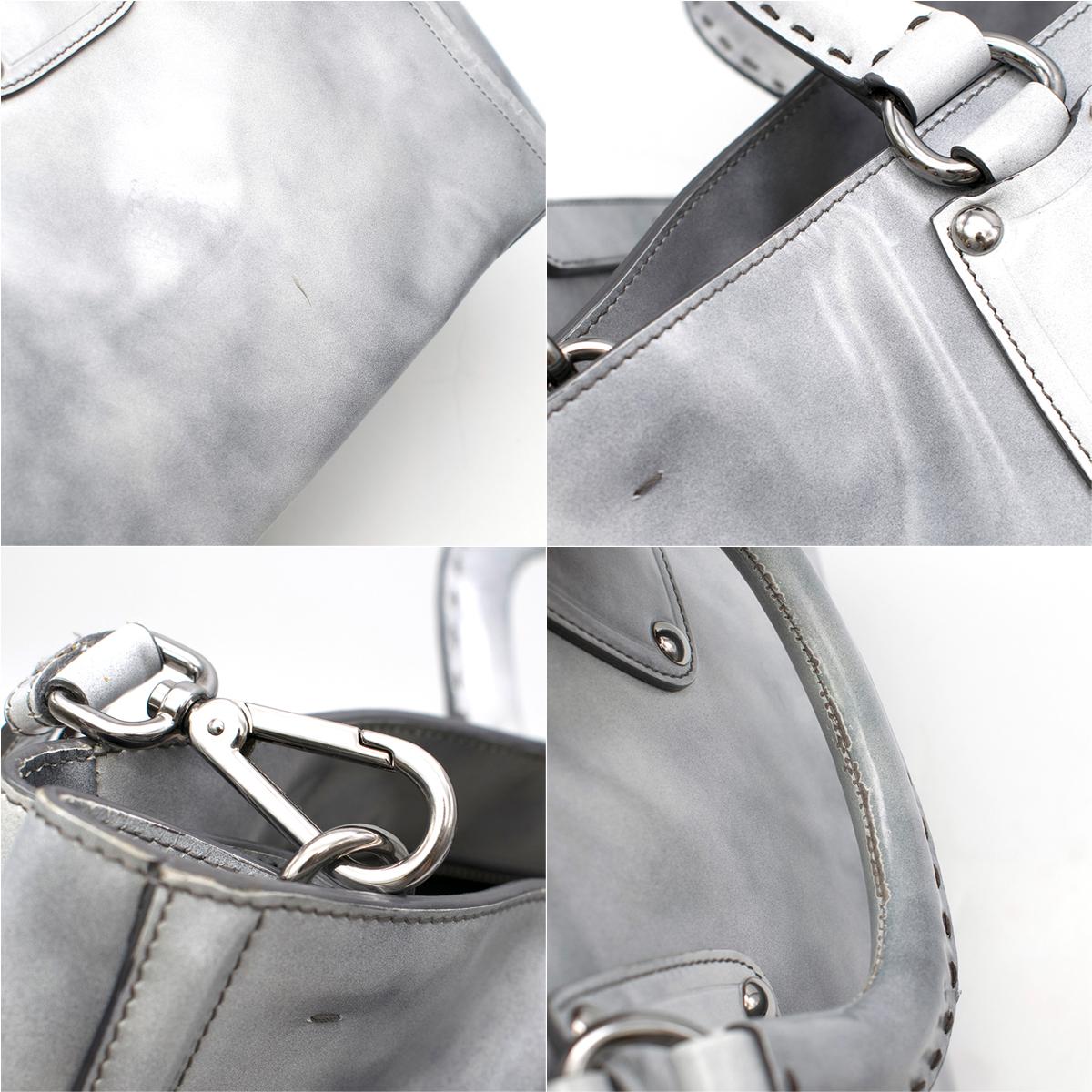 Women's Prada grey tie dye patent leather tote bag