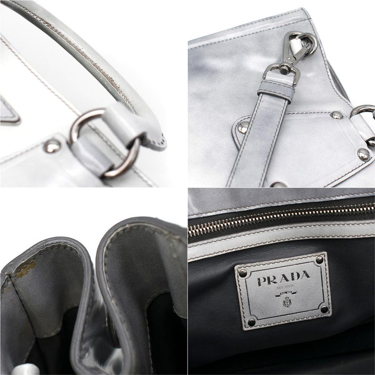 Prada grey tie dye patent leather tote bag at 1stDibs
