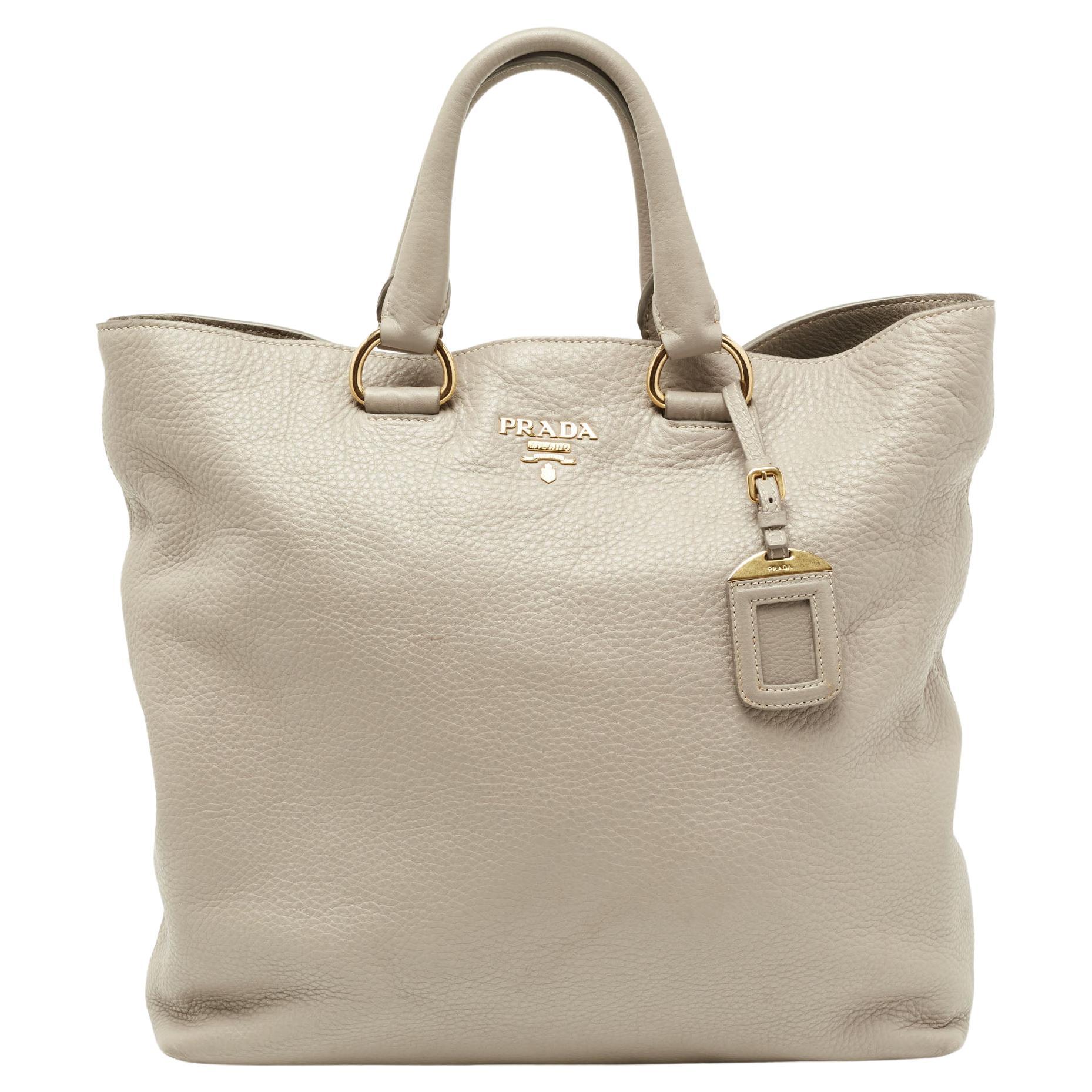 Prada Grey Vitello Daino Leather Shopper Tote at 1stDibs | prada shopping  bag, prada daino shopper, prada everyday bag