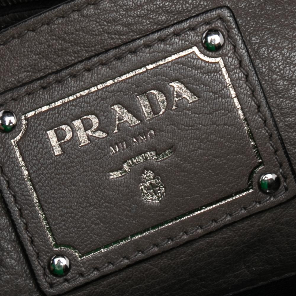 Prada Grey Vitello Daino Leather Tote 5