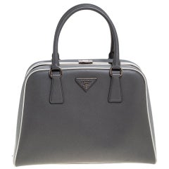 Prada Tri Color Saffiano Patent Leather Pyramid Frame Satchel Prada