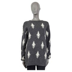 Vintage PRADA grey & white SHETLAND WOOL 2016 ROCKET Crewneck Sweater 54 XXL