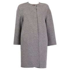 PRADA grey wool angora cashgora COLLARLESS COCOON Coat Jacket 40 S