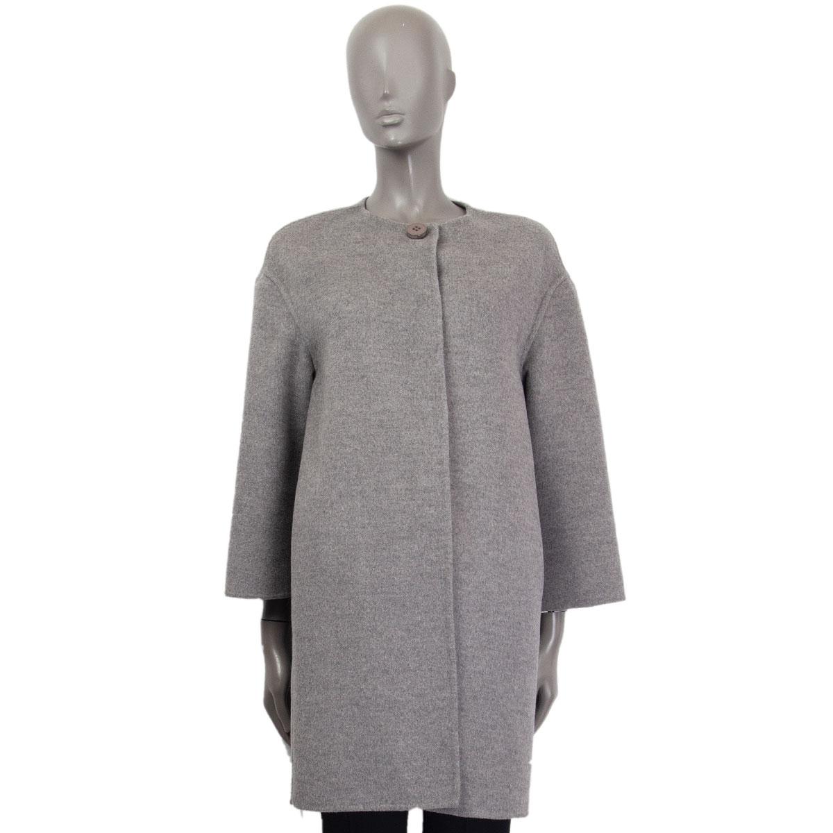 PRADA grau Wolle Angora Kaschmir COLLARLESS COCOON Mantel Jacke 40 S (Grau)