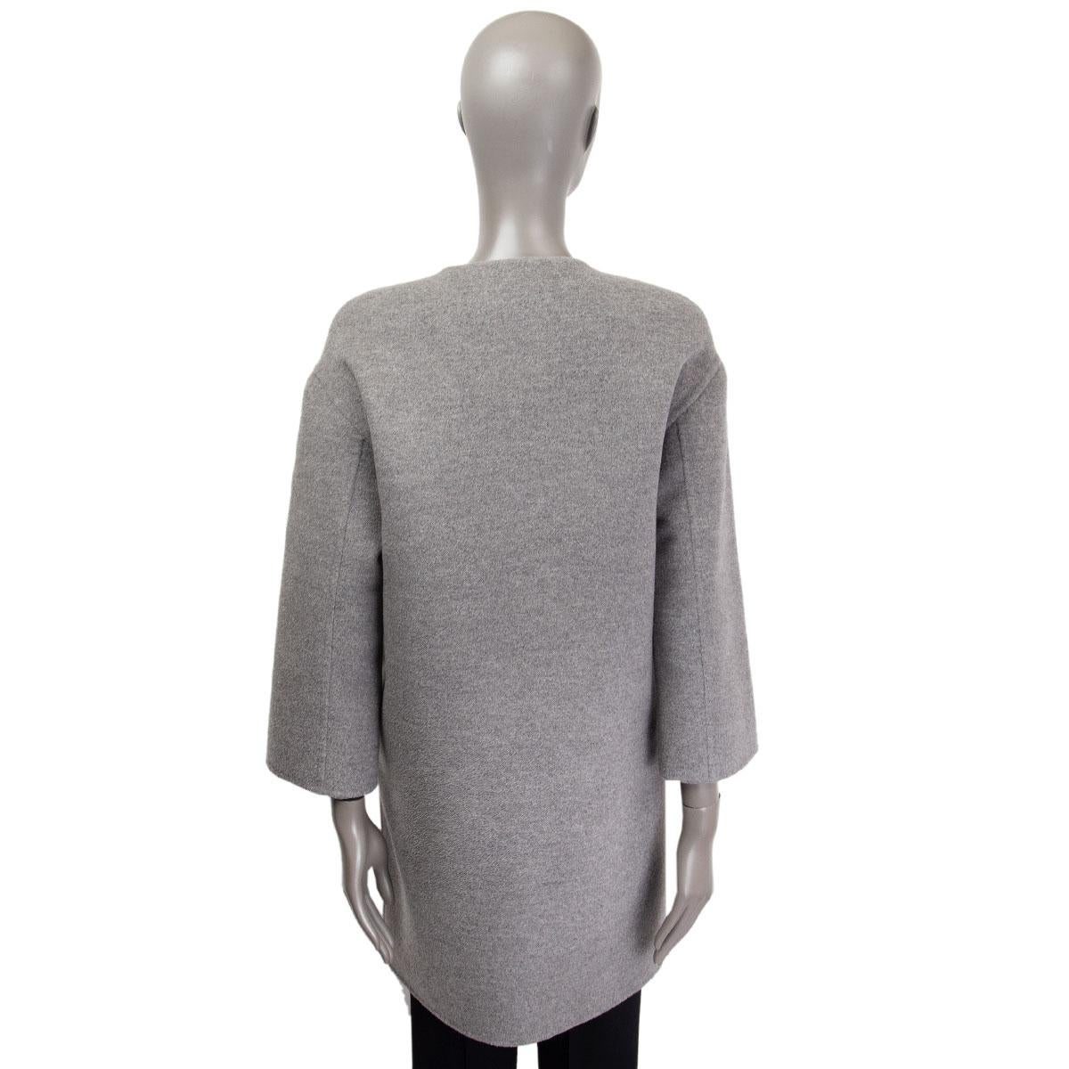 PRADA grau Wolle Angora Kaschmir COLLARLESS COCOON Mantel Jacke 40 S Damen