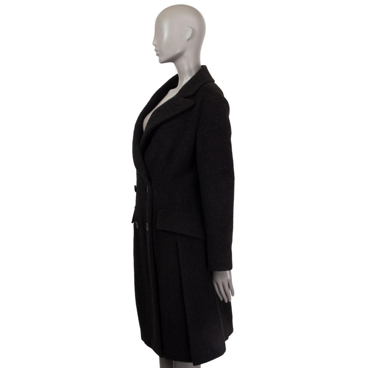PRADA gris lana y angora Abrigo Chaqueta de doble botonadura 44 L Negro