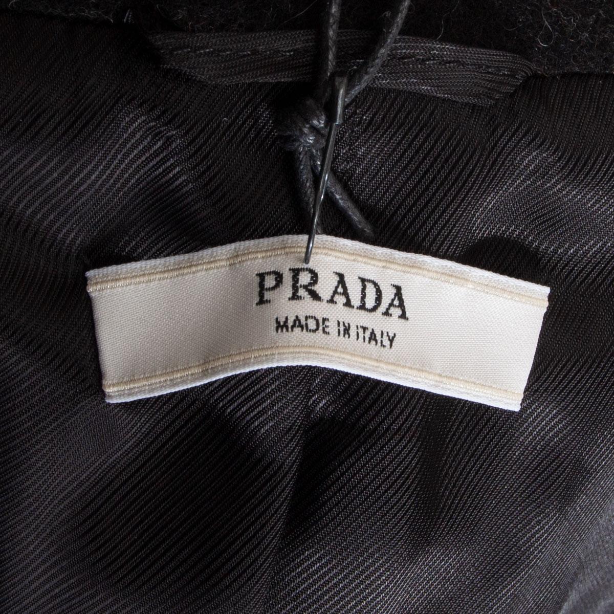 PRADA gris lana y angora Abrigo Chaqueta de doble botonadura 44 L 1