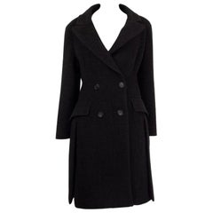 Manteau à double boutonnage Prada en laine et angora gris, 44 L