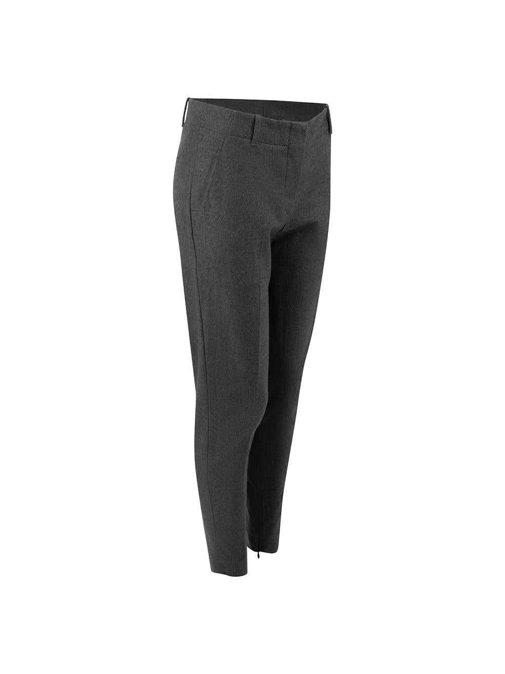CONDITION is Very good. Hardly any visible wear to trousers is evident on this used Prada designer resale item.
  
  Details
  Grey
  Wool
  Trousers
  Slim fit
  Mid rise
  2x Side pockets
  2x Back pockets
  Fly zip, hook and button fastening
  
 
