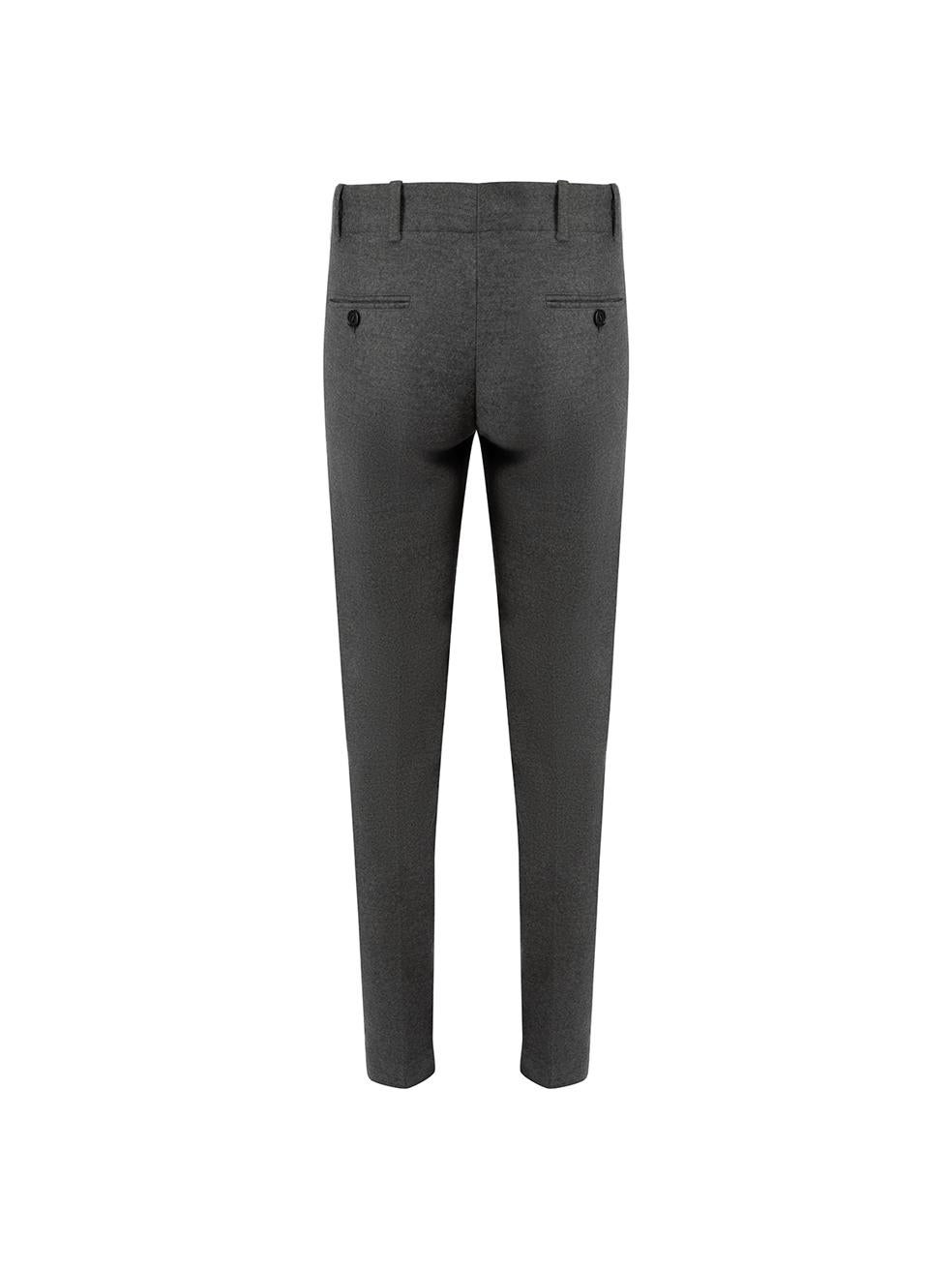 Black Prada Grey Wool Ankle Zip Slim Trousers Size S For Sale