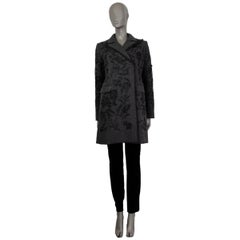 PRADA grey wool BEAD EMBELLISHED DOUBLE BREASTED Coat Jacket S
