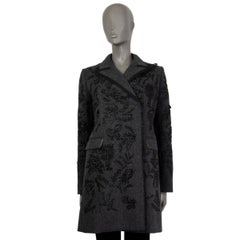 PRADA grey wool BEAD EMBELLISHED DOUBLE BREASTED Coat Jacket S