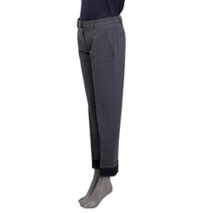PRADA Graue, spitz zulaufende Hose aus Wolle RIBBED CUFF, Größe 42 M