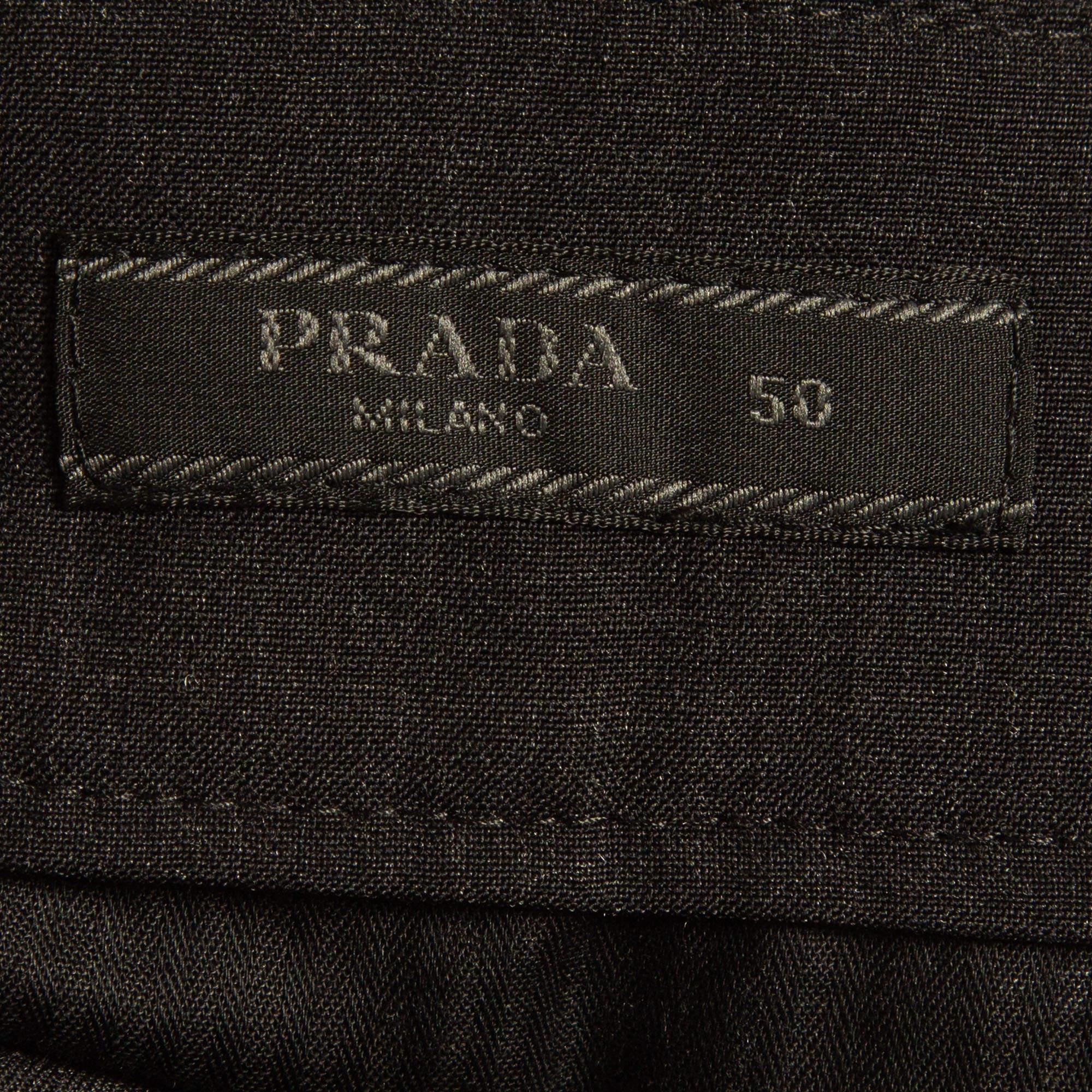 Prada Grey Wool Straight Fit Formal Trousers L In New Condition For Sale In Dubai, Al Qouz 2