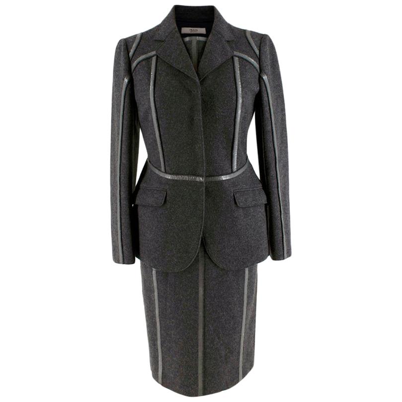 Prada Grey Wool Tailored Dress & Jacket - Size US 6 For Sale