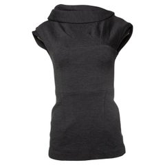 Prada, Grey wool top with draped neck