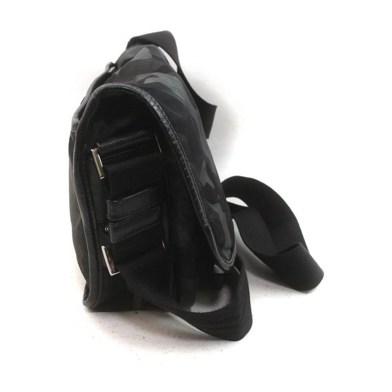 Prada Grey x Green Nylon Tessuto Camouflage Messenger Bag 863461 For