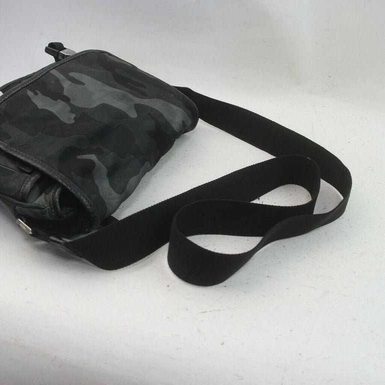 Prada Grey x Green Nylon Tessuto Camouflage Messenger Bag 863461 For