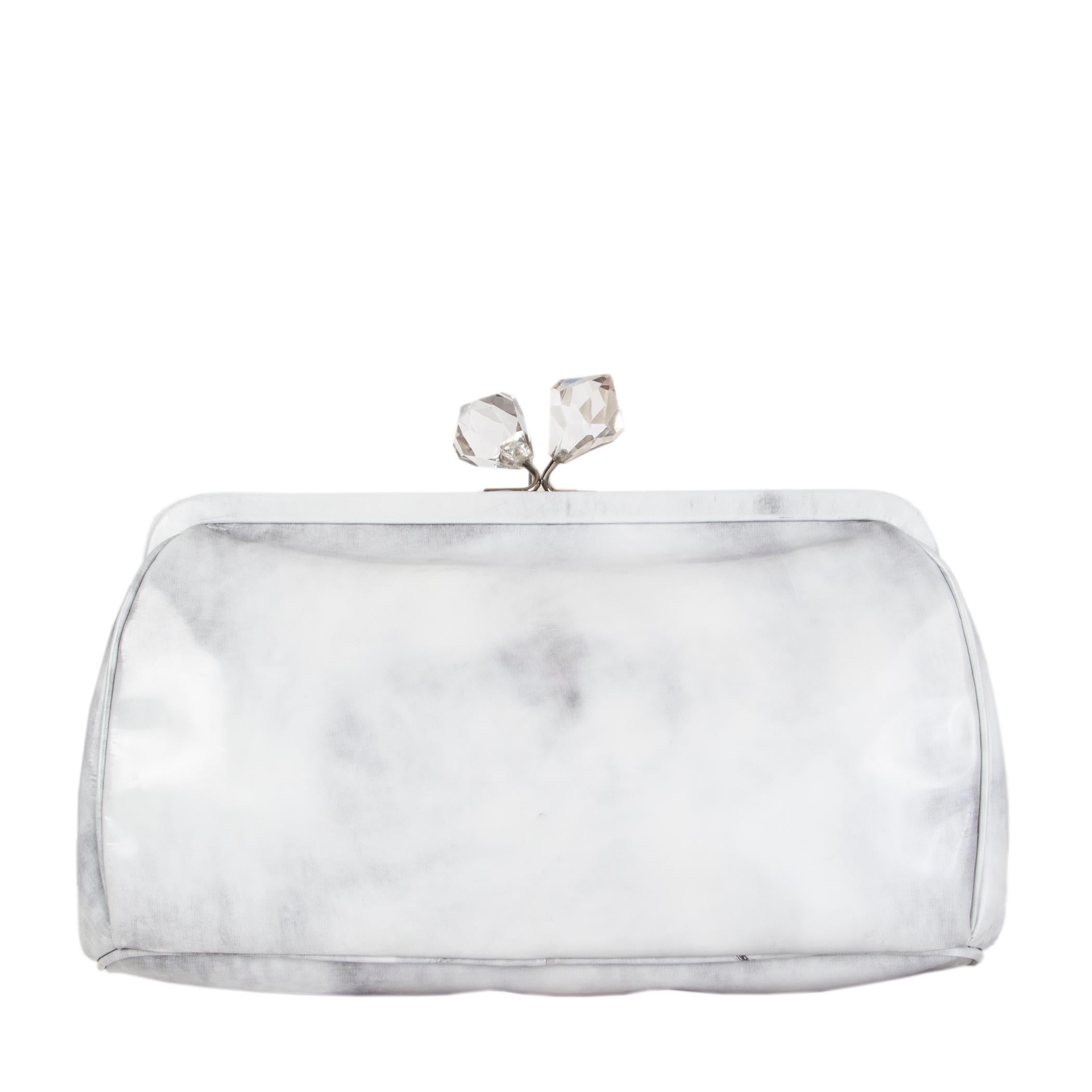 silver prada clutch