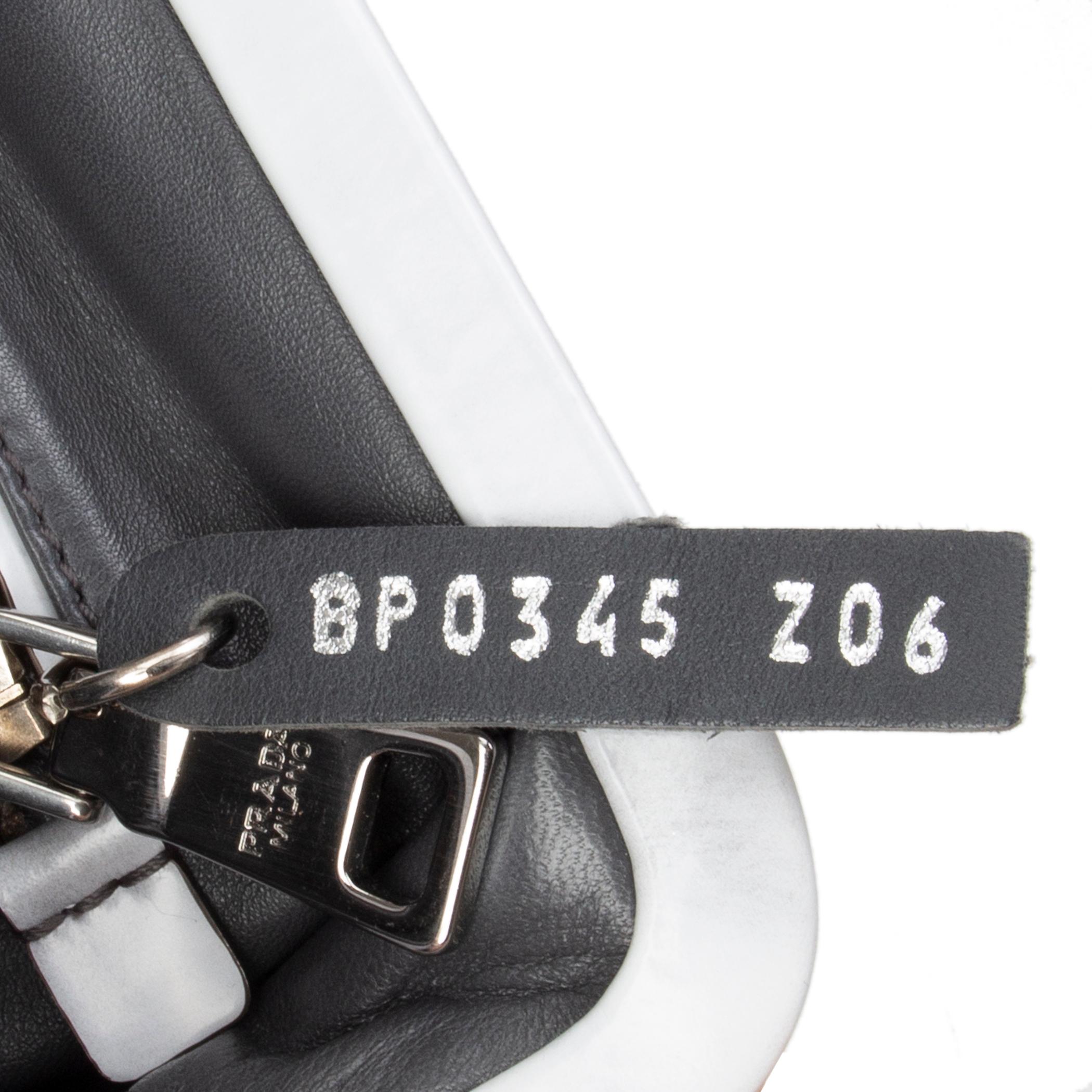 Gray PRADA Grigio Spazzolato leather CRYSTAL KISS-LOCK Frame Clutch Bag