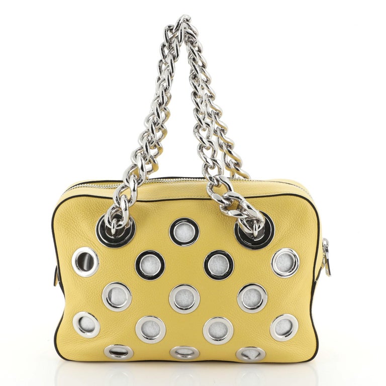 Prada Grommet Chain Shoulder Bag Vitello Daino Medium at 1stDibs