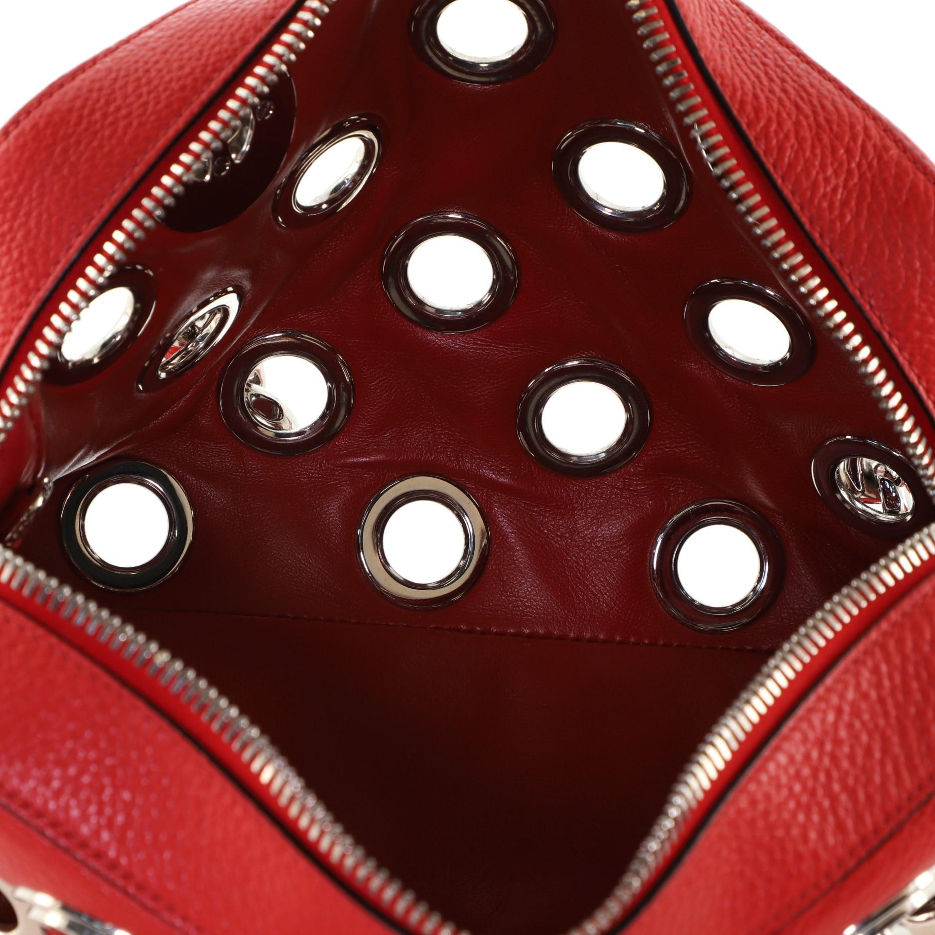 Red Prada Grommet Chain Shoulder Bag Vitello Daino Medium