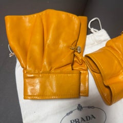 PRADA - Mustard Yellow Saffron Leather Couture Gloves (2010s)