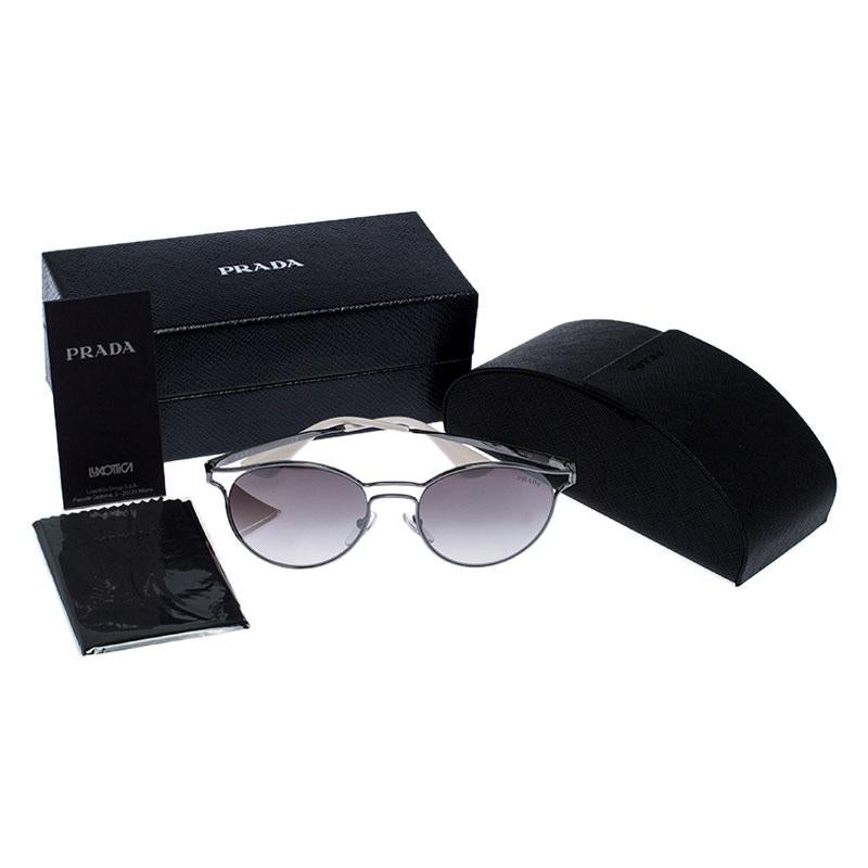 Women's Prada Gun Metal SPR 62S Mirror Round Sunglasses